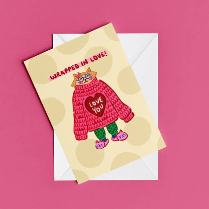 Wrapped in Love Card – card resting on its envelope