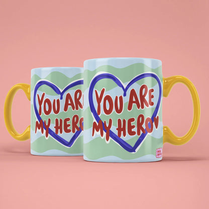 You Are My Hero Mug – two mugs showing front and back of the heart design
