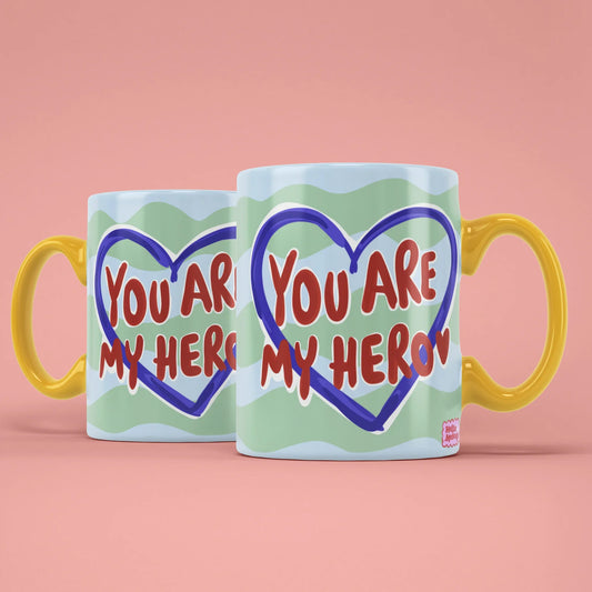 You Are My Hero Mug – two mugs showing front and back of the heart design